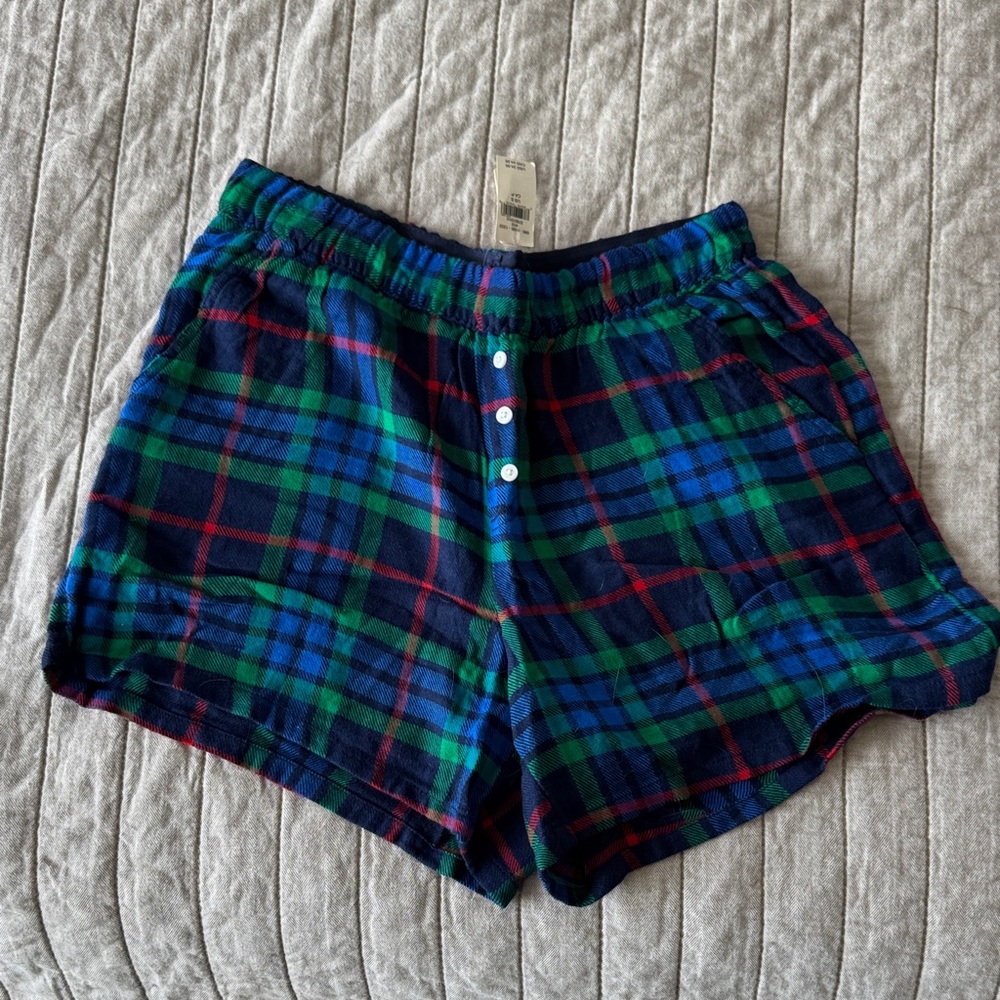 Aerie Women's Green & Blue Plaid Lounge Shorts